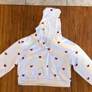 White Hoodie with Red Hearts